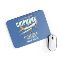 Thumbnail for de Havilland Canada DHC-1 Chipmunk - Cartoon + Name - Mouse Pad - Blue