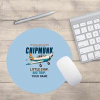 Thumbnail for de Havilland Canada DHC-1 Chipmunk - Cartoon + Name - Round Mouse Pad - Light Blue