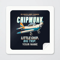 Thumbnail for de Havilland Canada DHC-1 Chipmunk - Cartoon + Name - Square Sticker - Peel