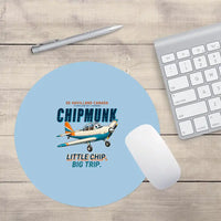 Thumbnail for de Havilland Canada DHC-1 Chipmunk - Cartoon - Round Mouse Pad - Light Blue