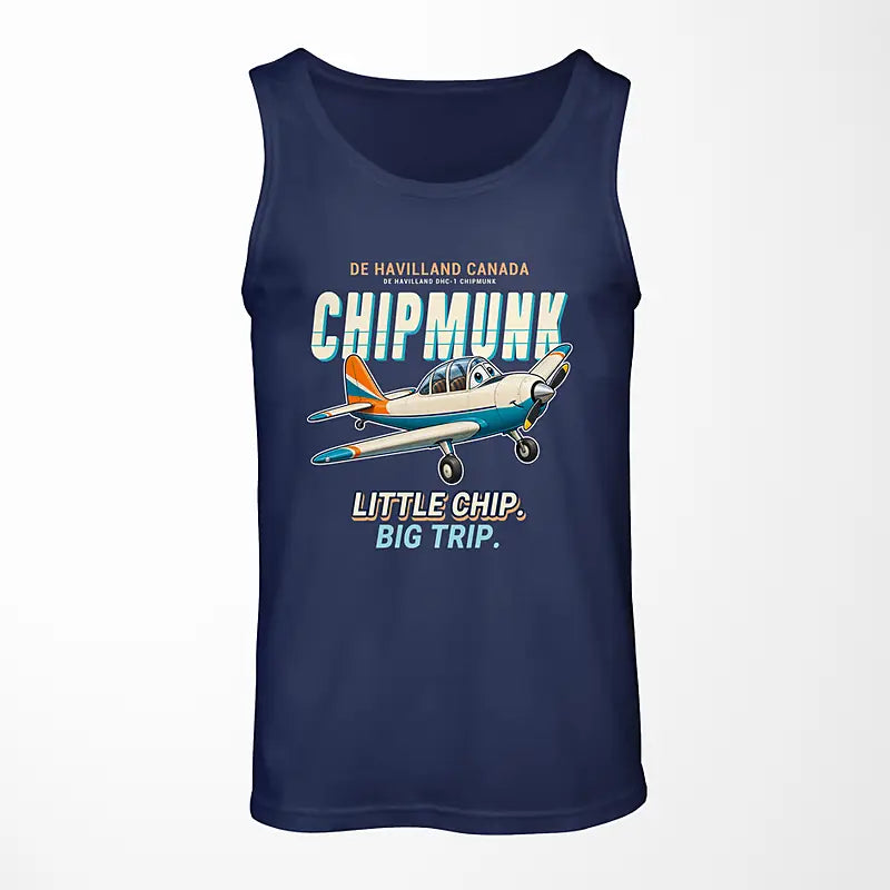 de Havilland Canada DHC-1 Chipmunk - Cartoon - Tank Top - Dark Blue