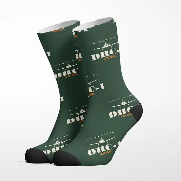 de Havilland Canada DHC-1 Chipmunk - Heritage + Name - Socks - Alpine Green