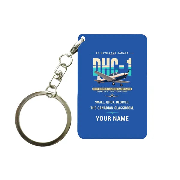 de Havilland Canada DHC-1 Chipmunk - Original + Name - Key Chain - Blue