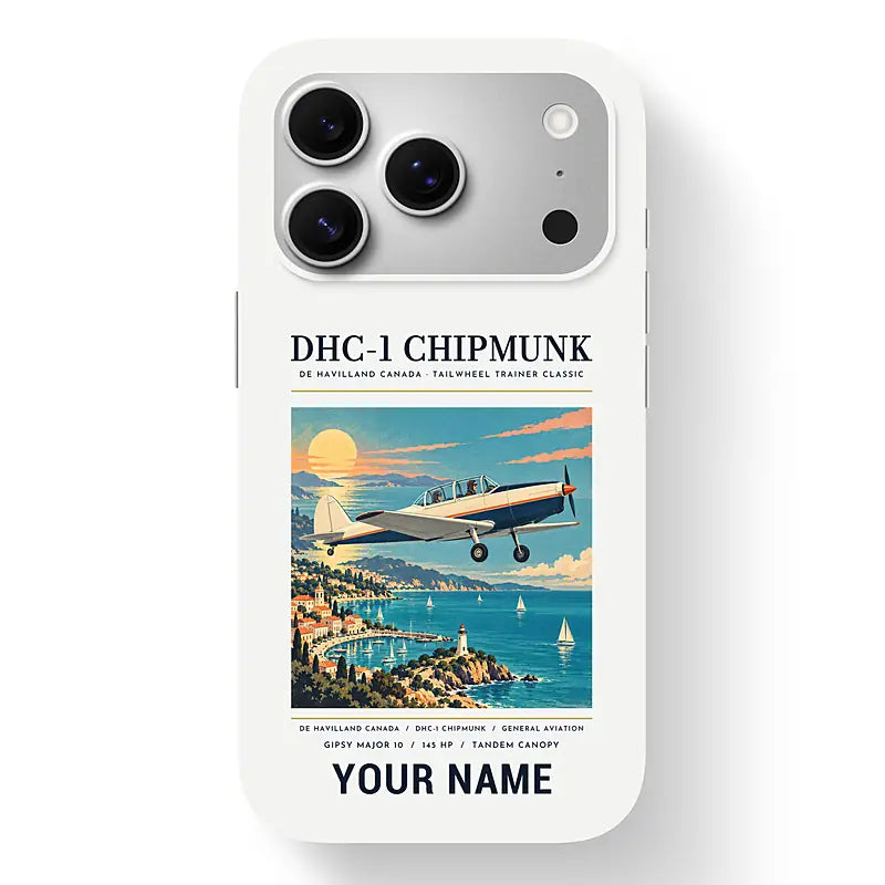 de Havilland Canada DHC-1 Chipmunk - Poster + Name - MagSafe iPhone 17 Pro - White
