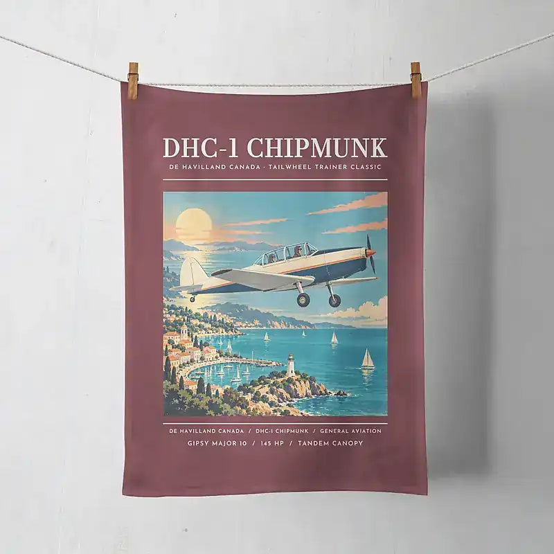 de Havilland Canada DHC-1 Chipmunk - Poster - Towel - Dark Red
