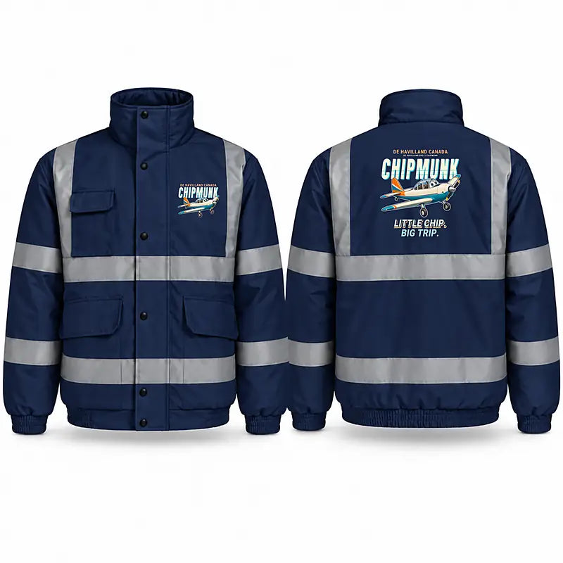 de Havilland Canada DHC-1 Chipmunk Reflective Winter Jackets - Cartoon - Navy Blue