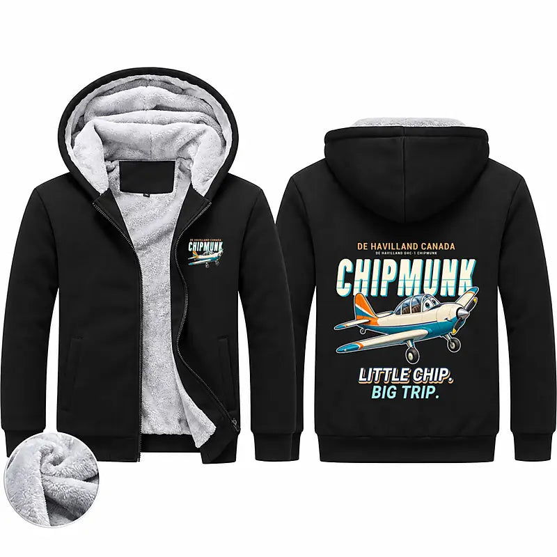 de Havilland Canada DHC-1 Chipmunk Zipped Sweatshirts - Cartoon - Black