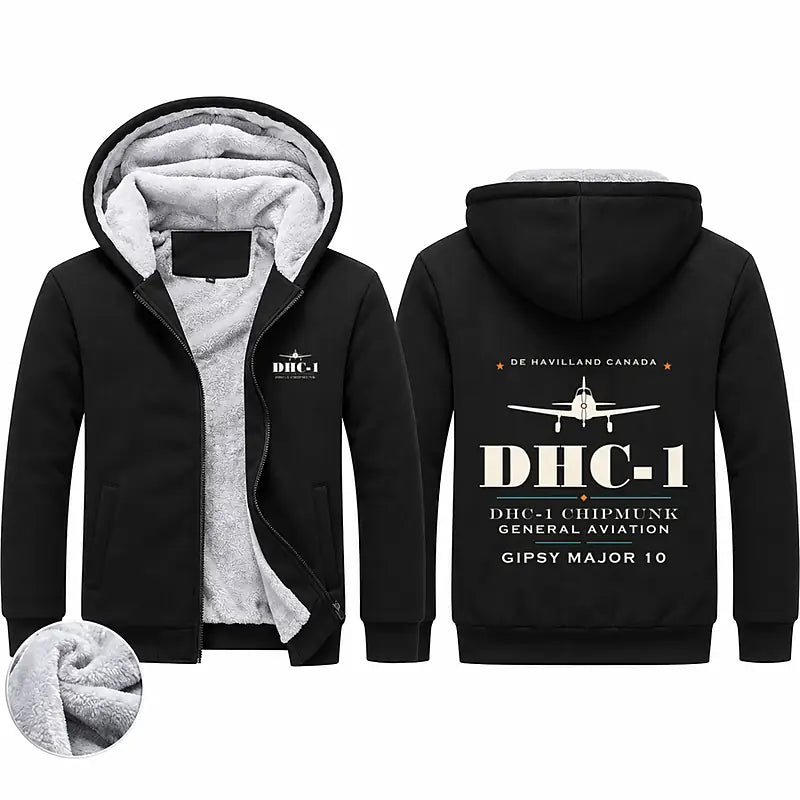 de Havilland Canada DHC-1 Chipmunk Zipped Sweatshirts - Heritage - Black