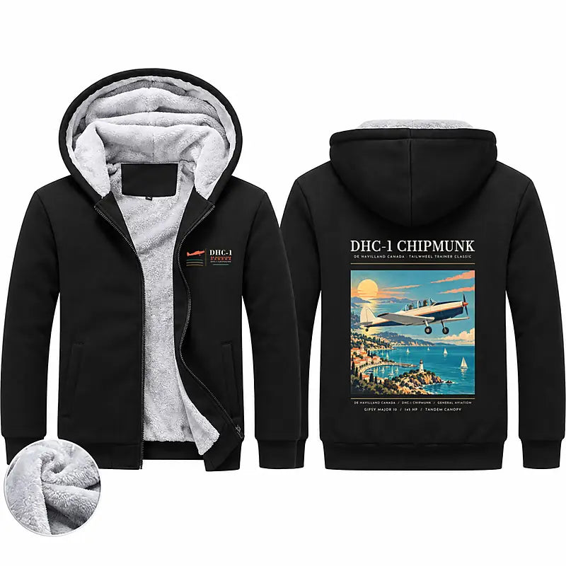 de Havilland Canada DHC-1 Chipmunk Zipped Sweatshirts - Poster - Black