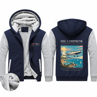 Thumbnail for de Havilland Canada DHC-1 Chipmunk Zipped Sweatshirts - Poster - Navy & Gray