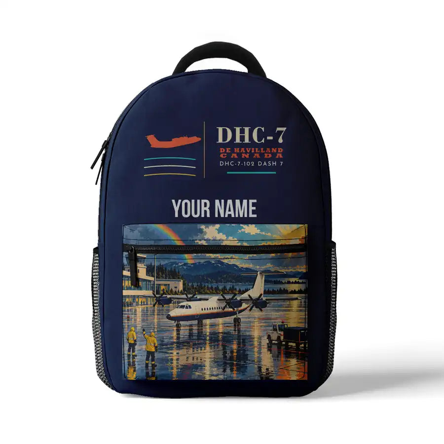 de Havilland Canada DHC-7-102 Dash 7 - 3D Backpack - Dark Blue + Name