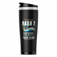 Thumbnail for de Havilland Canada DHC-7-102 Dash 7 - Cartoon + Name - Stainless Steel (No Holder) - Black