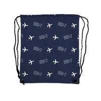 Thumbnail for de Havilland Canada DHC-7-102 Dash 7 - Drawstring Bag - 3D Pattern - Navy Blue