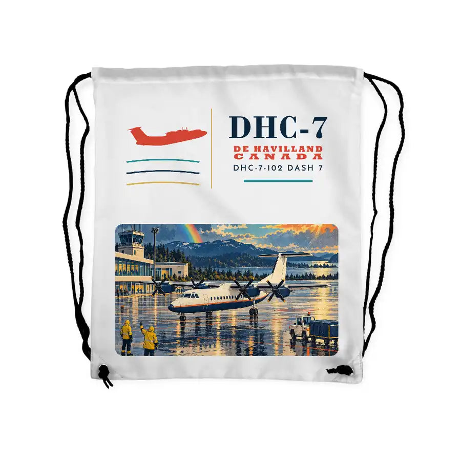 de Havilland Canada DHC-7-102 Dash 7 - Drawstring Bag - Classic - White