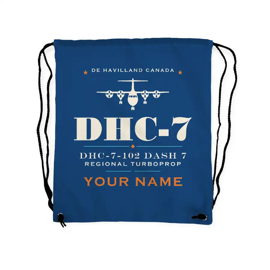de Havilland Canada DHC-7-102 Dash 7 - Drawstring Bag - Heritage + Name - Blue