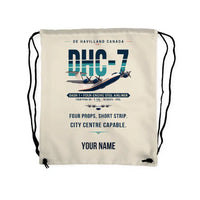 Thumbnail for de Havilland Canada DHC-7-102 Dash 7 - Drawstring Bag - Original + Name - Beige
