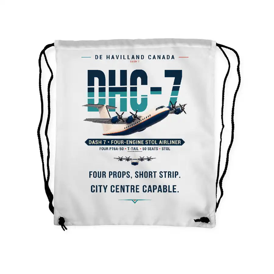 de Havilland Canada DHC-7-102 Dash 7 - Drawstring Bag - Original - White