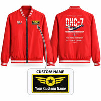 Thumbnail for de Havilland Canada DHC-7-102 Dash 7 Stylish Jackets - Baseball Collar - Original + Name - Red