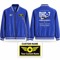 Thumbnail for de Havilland Canada DHC-7-102 Dash 7 Stylish Jackets - Baseball Collar - Original + Name - Royal Blue