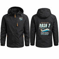 Thumbnail for de Havilland Canada DHC-7-102 Dash 7 Stylish Jackets - Hooded Windbreaker - Cartoon - Black