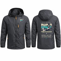 Thumbnail for de Havilland Canada DHC-7-102 Dash 7 Stylish Jackets - Hooded Windbreaker - Original - Charcoal