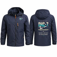 Thumbnail for de Havilland Canada DHC-7-102 Dash 7 Stylish Jackets - Hooded Windbreaker - Original - Navy Blue