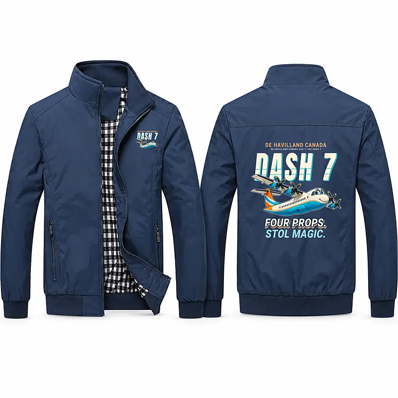 de Havilland Canada DHC-7-102 Dash 7 Stylish Jackets - Stand Collar - Cartoon - Navy Blue