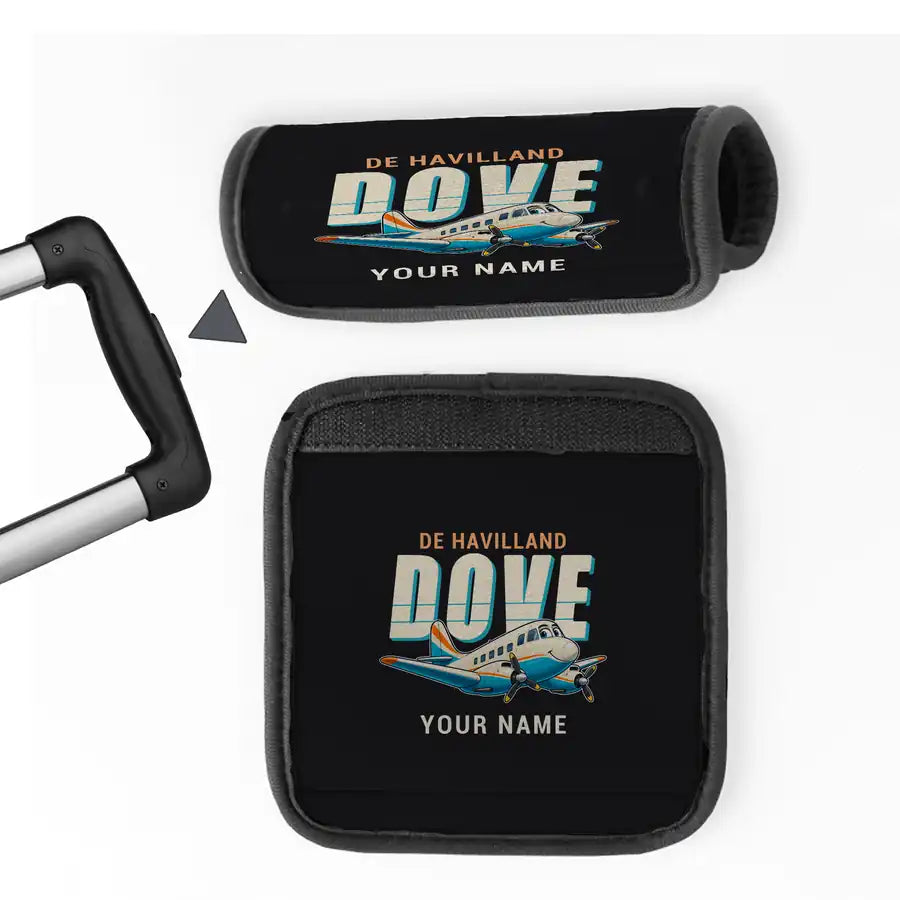 de Havilland DH.104 Dove 8 - Cartoon + Name - Luggage Handle Cover - Black