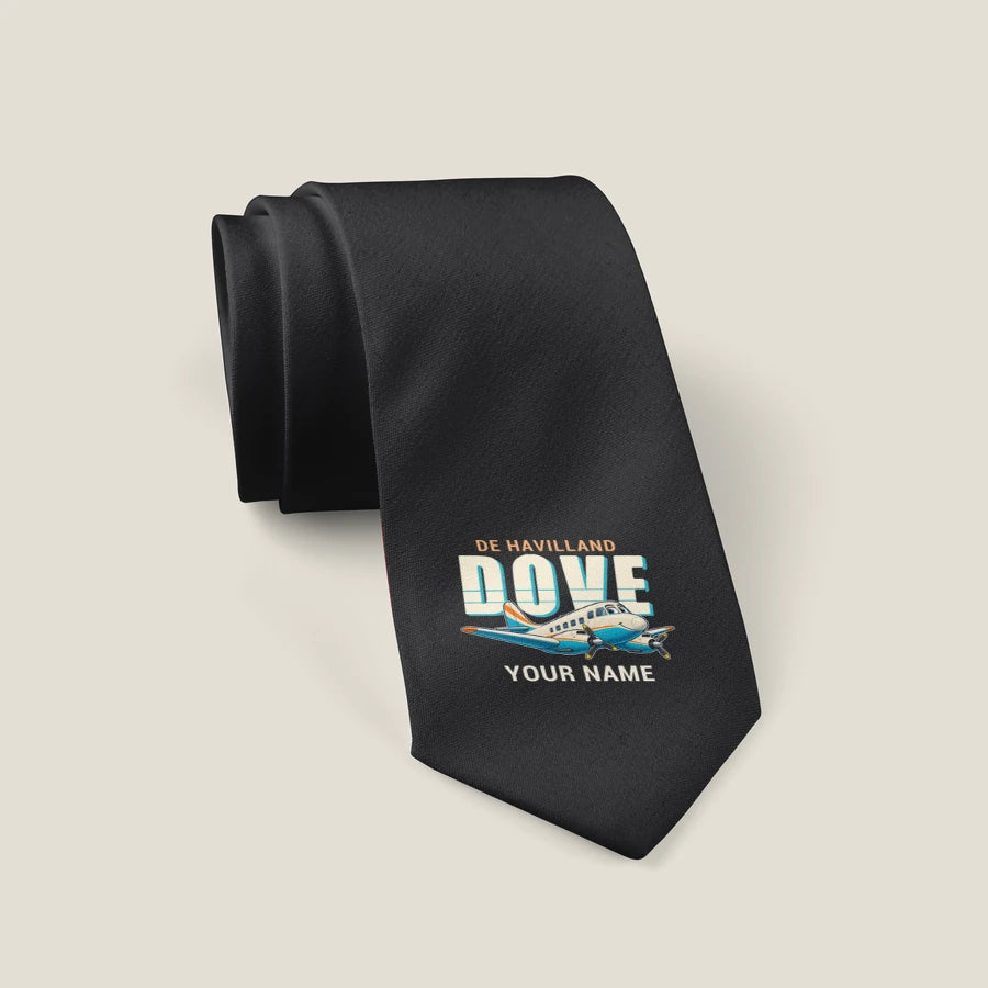 de Havilland DH.104 Dove 8 - Cartoon + Name - Tie - Black
