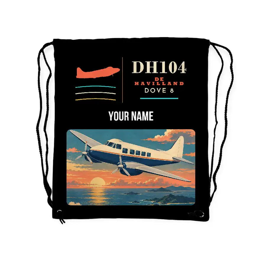 de Havilland DH.104 Dove 8 - Drawstring Bag - Classic + Name - Black