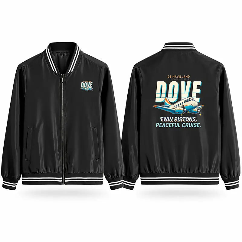 de Havilland DH.104 Dove 8 Stylish Jackets - Baseball Collar - Cartoon - Black