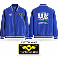 Thumbnail for de Havilland DH.104 Dove 8 Stylish Jackets - Baseball Collar - Cartoon + Name - Royal Blue