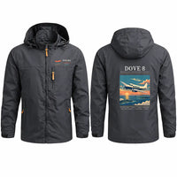 Thumbnail for de Havilland DH.104 Dove 8 Stylish Jackets - Hooded Windbreaker - Poster - Charcoal