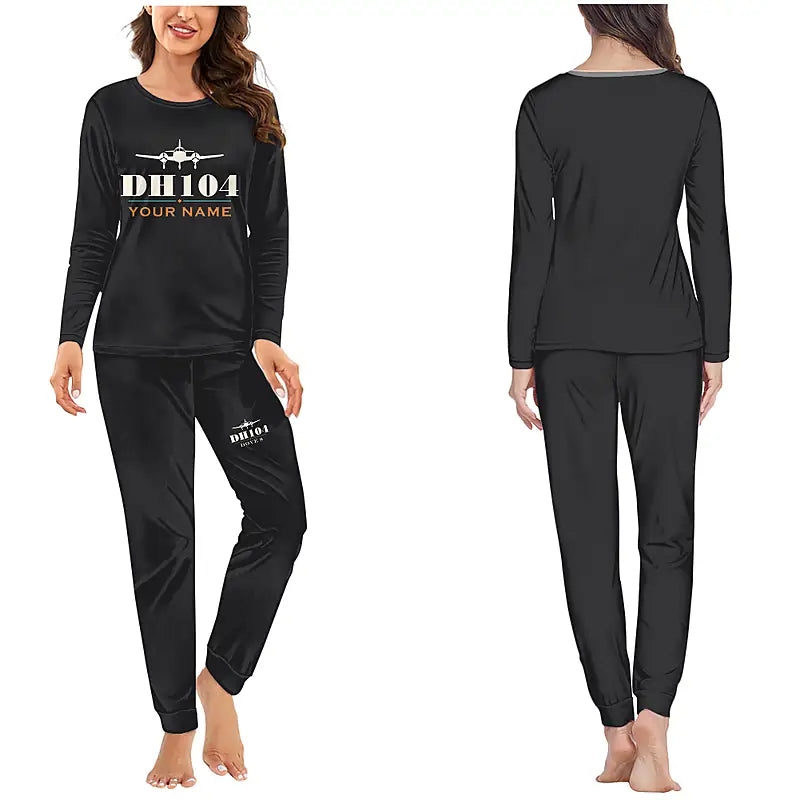 de Havilland DH.104 Dove 8 - Women Pajamas - Heritage Chest + Name - Black