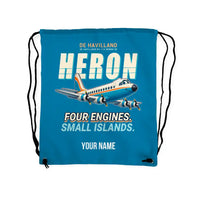 Thumbnail for de Havilland DH.114 Heron 2D - Drawstring Bag - Cartoon + Name - Light Blue