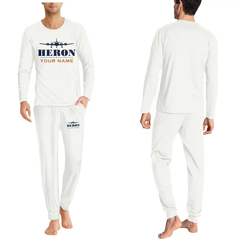 de Havilland DH.114 Heron 2D - Men Pajamas - Heritage Chest + Name - White