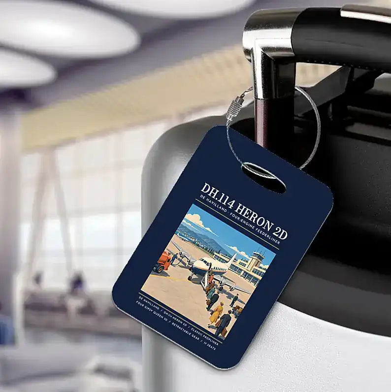 de Havilland DH.114 Heron 2D - Poster - Luggage Tag - Navy Blue