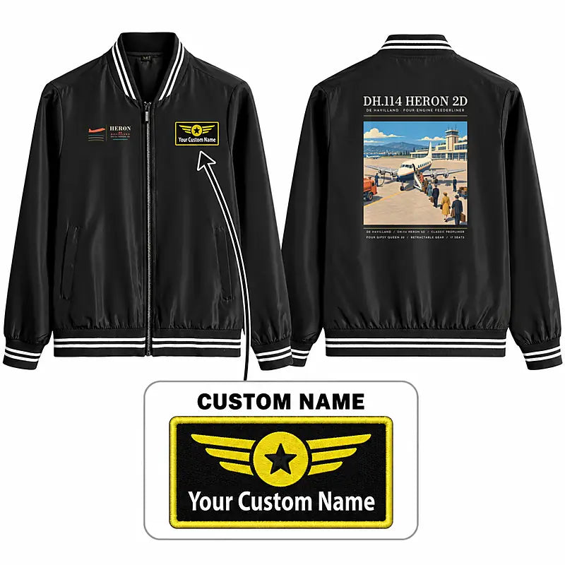 de Havilland DH.114 Heron 2D Stylish Jackets - Baseball Collar - Poster + Name - Black