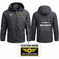 Thumbnail for de Havilland DH.114 Heron 2D Stylish Jackets - Hooded Windbreaker - Heritage + Name - Charcoal