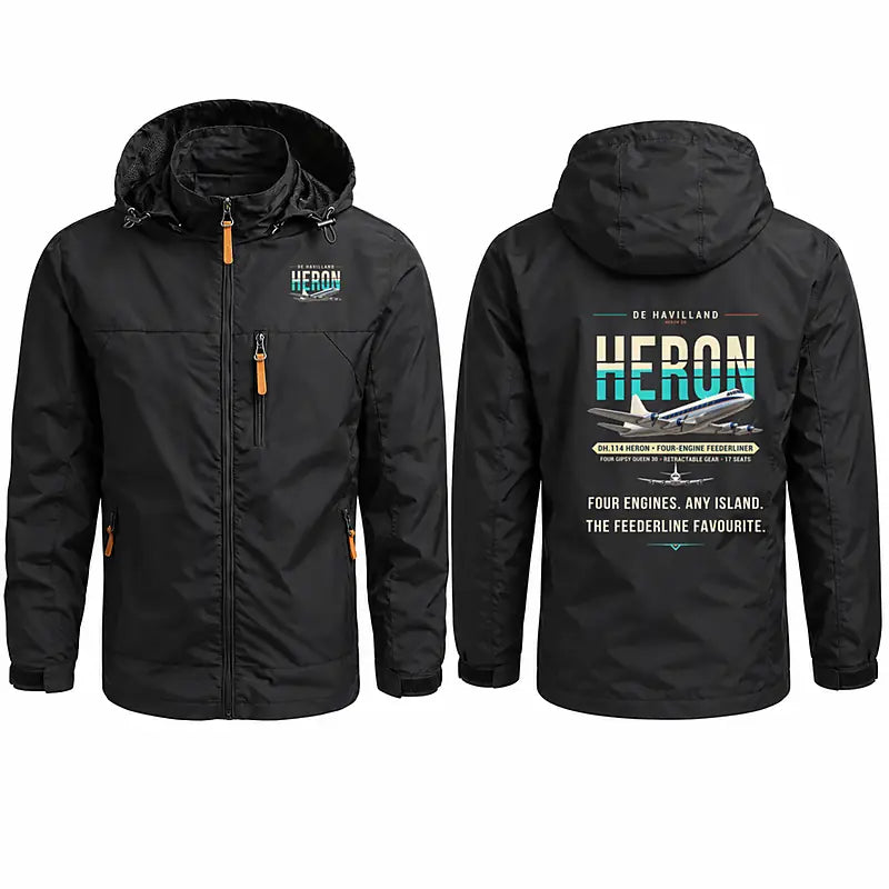 de Havilland DH.114 Heron 2D Stylish Jackets - Hooded Windbreaker - Original - Black