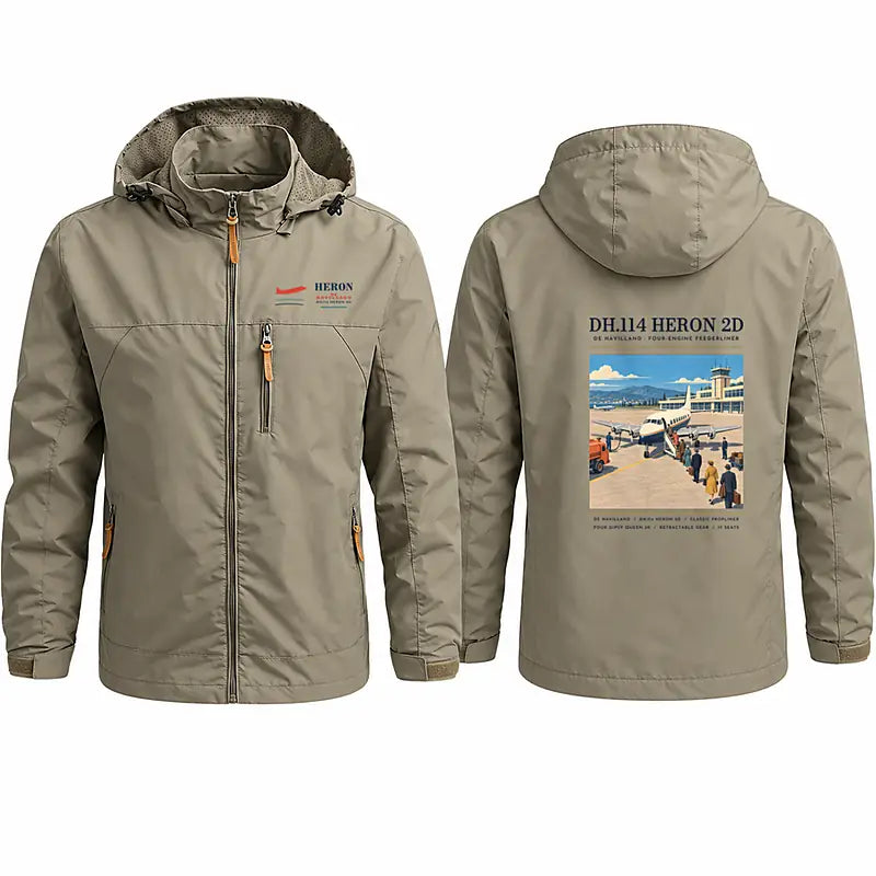 de Havilland DH.114 Heron 2D Stylish Jackets - Hooded Windbreaker - Poster - Khaki