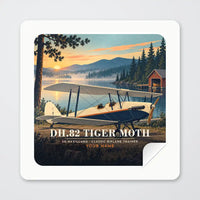 Thumbnail for de Havilland DH.82 Tiger Moth - 3D + Name - Square Sticker - Peel