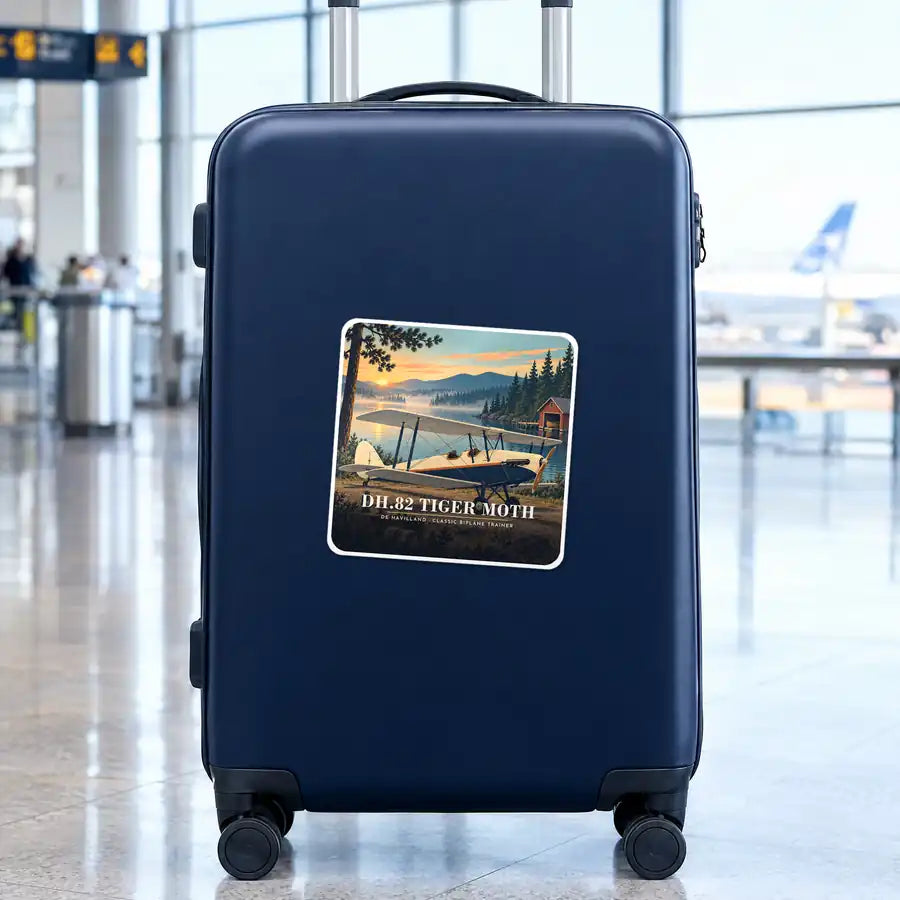 de Havilland DH.82 Tiger Moth - 3D - Square Sticker - Suitcase