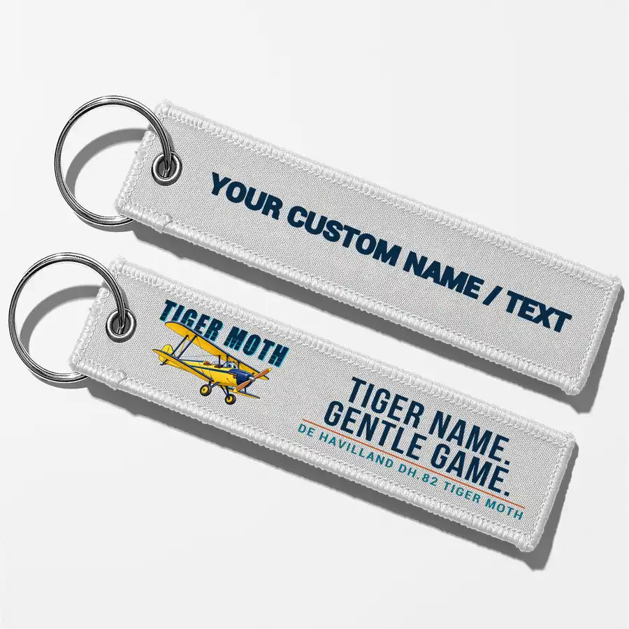 de Havilland DH.82 Tiger Moth Aviator Key Chains - White - Cartoon - Personalized