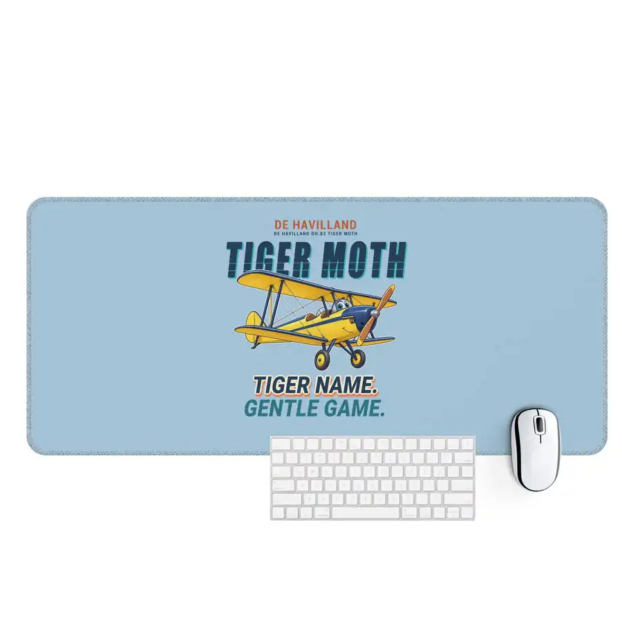 de Havilland DH.82 Tiger Moth - Cartoon - Desk Mat - Light Blue