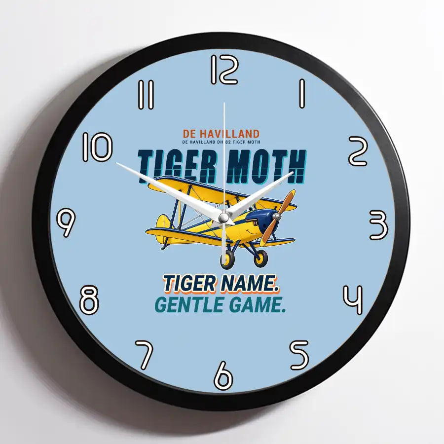 de Havilland DH.82 Tiger Moth - Cartoon - Framed - Light Blue