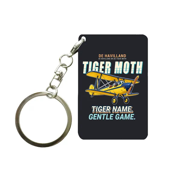 de Havilland DH.82 Tiger Moth - Cartoon - Key Chain - Black