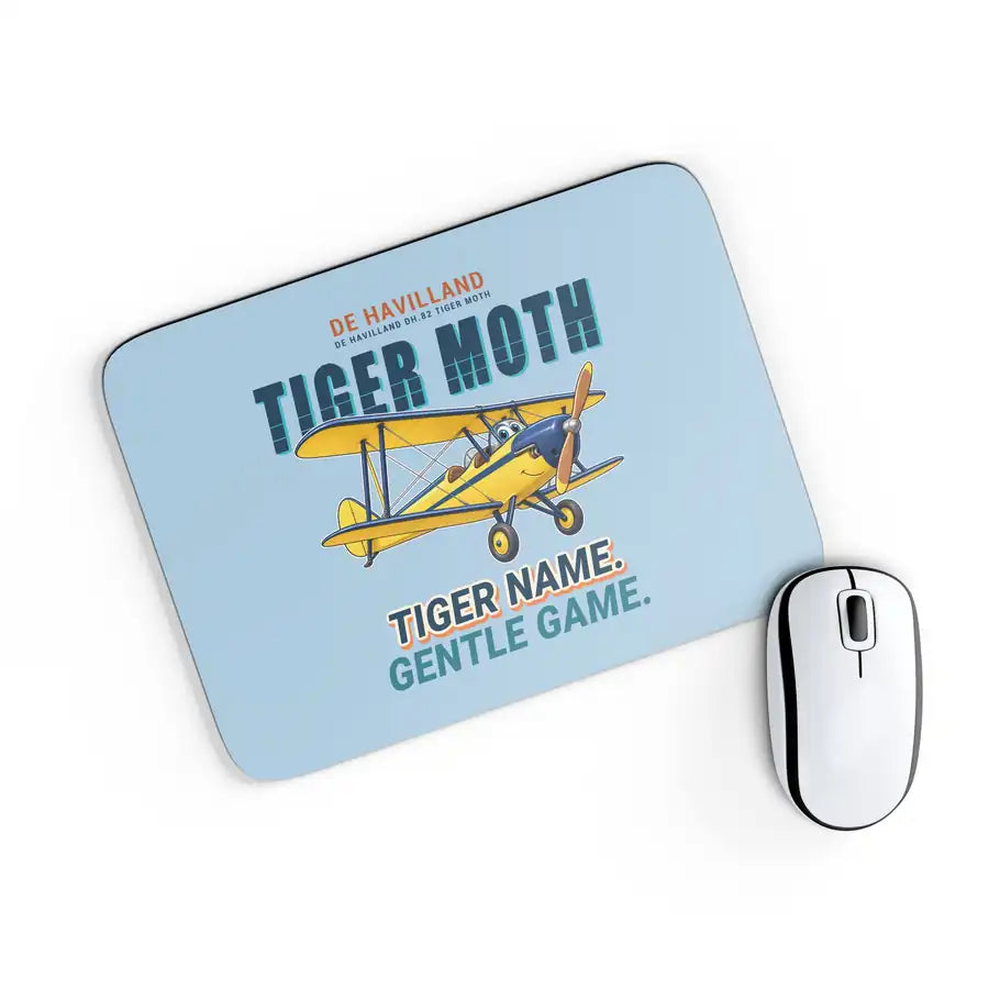 de Havilland DH.82 Tiger Moth - Cartoon - Mouse Pad - Light Blue