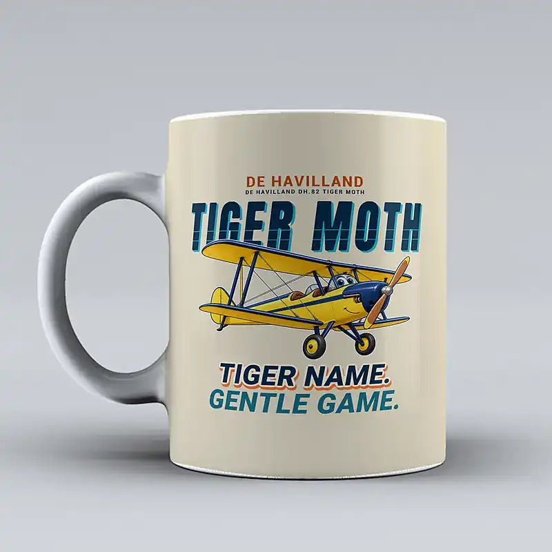 de Havilland DH.82 Tiger Moth - Cartoon - Mug - Beige