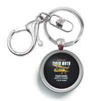Thumbnail for de Havilland DH.82 Tiger Moth - Cartoon + Name - Circle Key Chain - Black